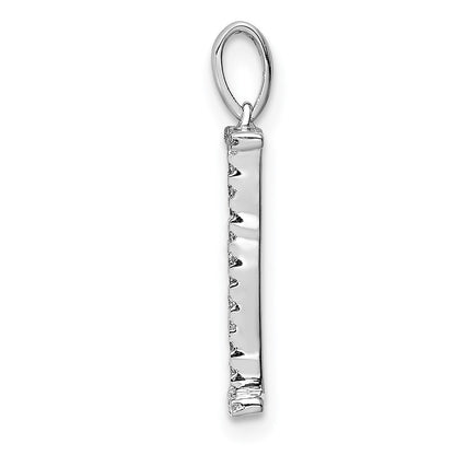 14k White Gold Diamond Initial I Pendant