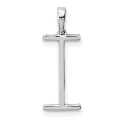14k White Gold Diamond Initial I Pendant