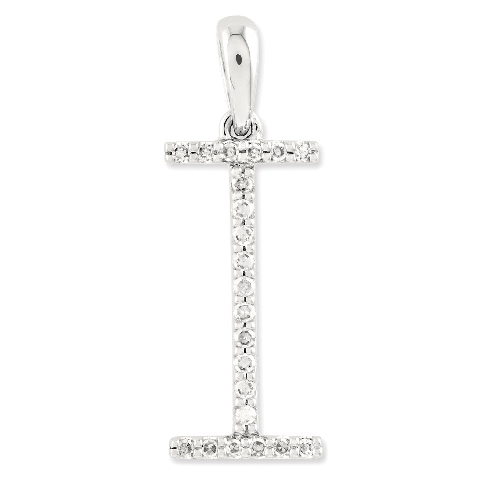 14k White Gold Diamond Initial I Pendant