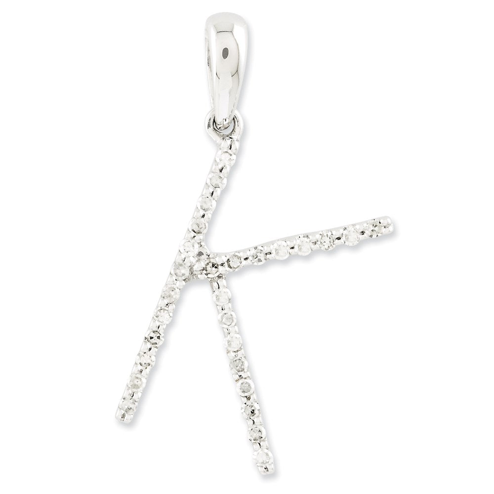14k White Gold Diamond Initial K Pendant