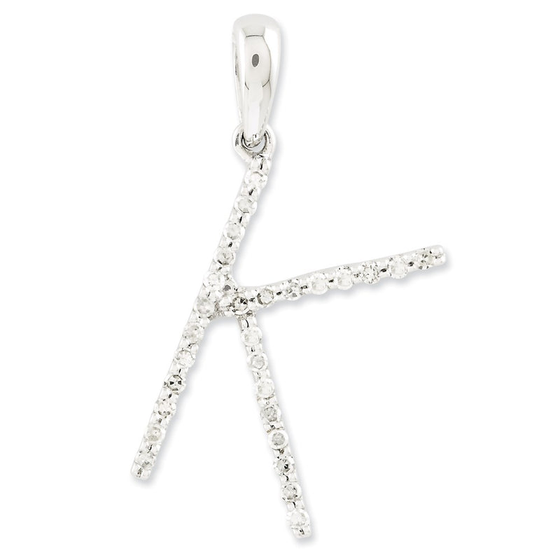 14k White Gold Diamond Initial K Pendant