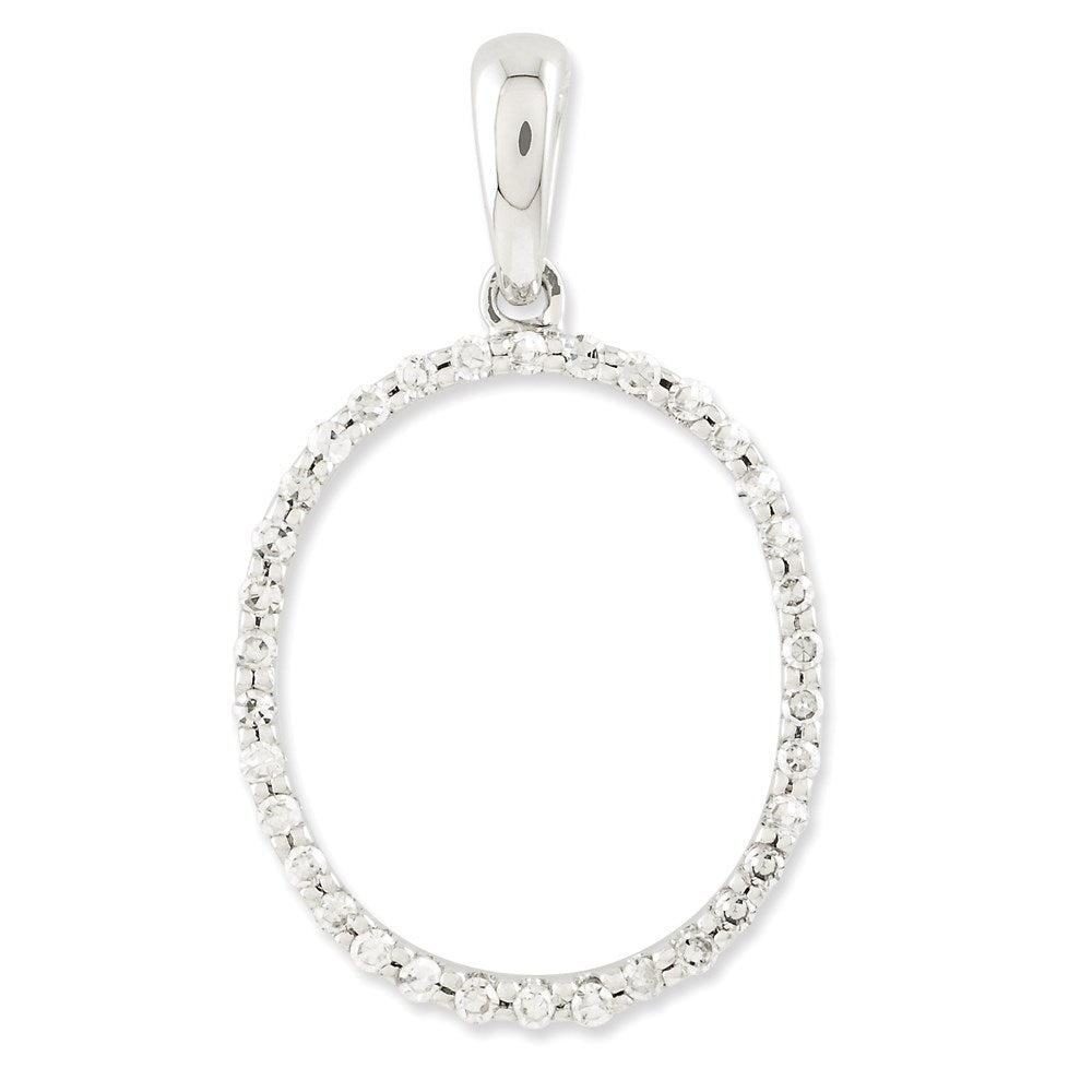 14k White Gold Diamond Initial O Pendant