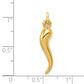 14k Yellow Gold Hollow 24x6mm 3D Italian Cornicello Horn Luck Charm