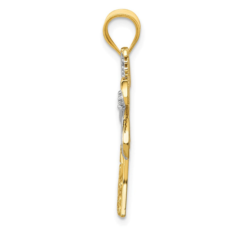 14k and Rhodium Diamond Palm Tree Pendant