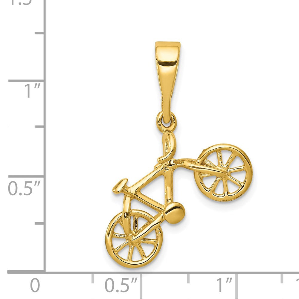 14k Yellow Goldt Yellow Gold Polished 3D Bicycle Pendant