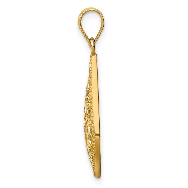 14k Yellow Gold Diamond-cut Dangle Pendant