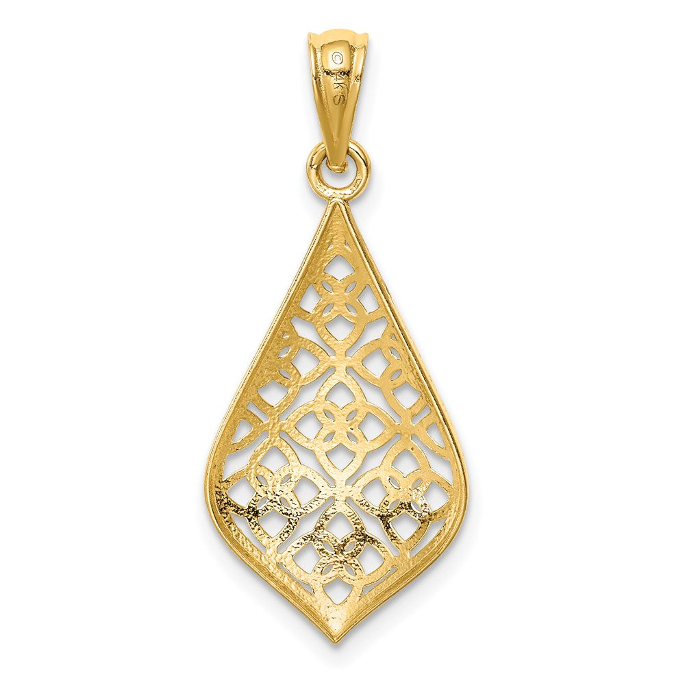 14k Yellow Gold Diamond-cut Dangle Pendant