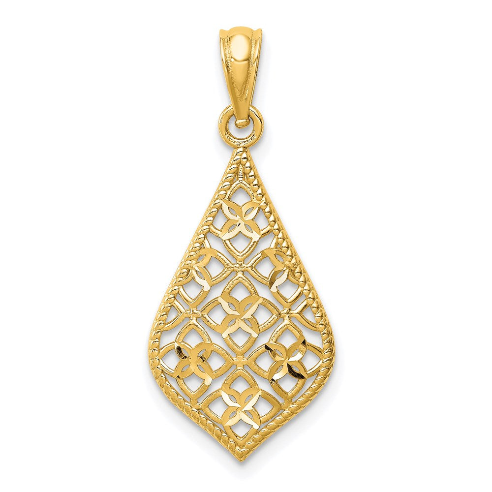 14k Yellow Gold Diamond-cut Dangle Pendant