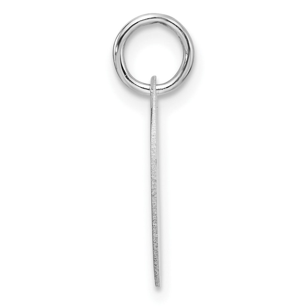 14k White Goldw Polished Black Enamel Letter G Initial Disk Charm