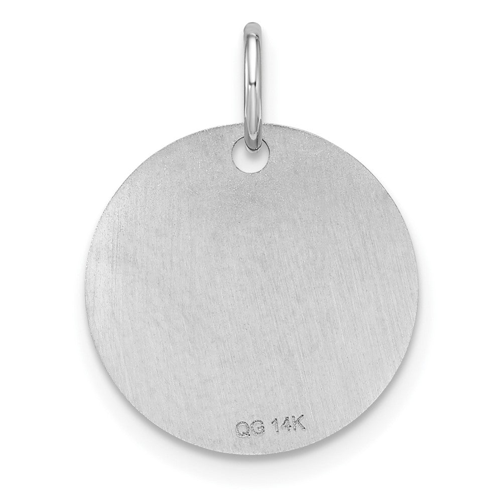 14k White Goldw Polished Black Enamel Letter G Initial Disk Charm