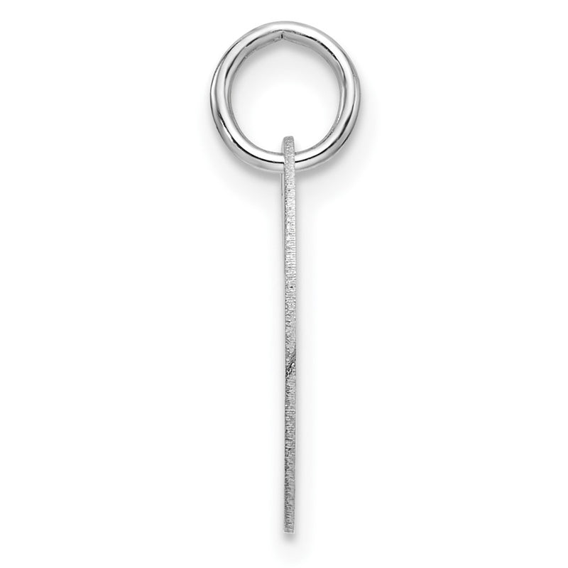 14k White Goldw Polished Black Enamel Letter L Initial Disk Charm
