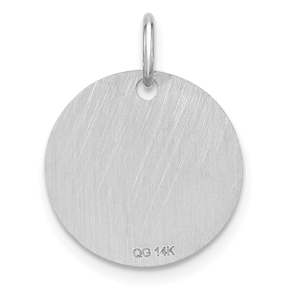 14k White Goldw Polished Black Enamel Letter L Initial Disk Charm
