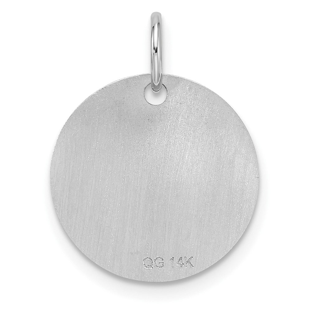 14k White Goldw Polished Black Enamel Letter O Initial Disk Charm