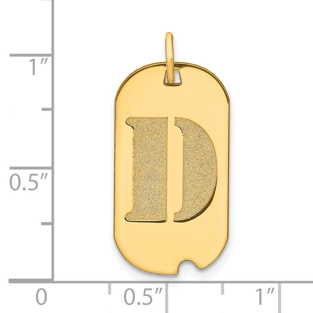 14k Yellow Gold Polished Letter D Initial Dog Tag Pendant