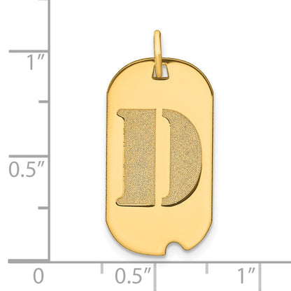 14k Yellow Gold Polished Letter D Initial Dog Tag Pendant