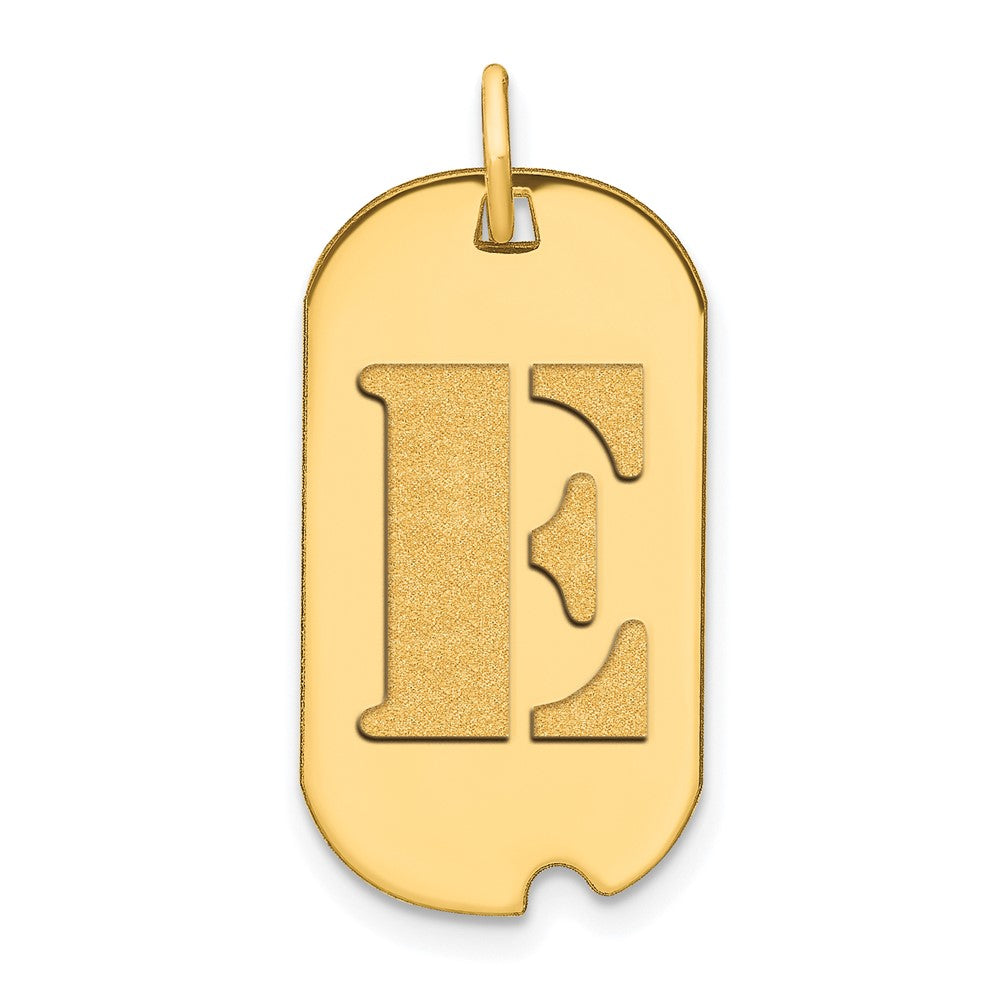 14k Yellow Gold Polished Letter E Initial Dog Tag Pendant