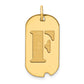 14k Yellow Gold Polished Letter F Initial Dog Tag Pendant