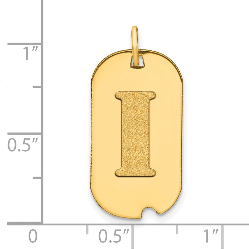 14k Yellow Gold Polished Letter I Initial Dog Tag Pendant