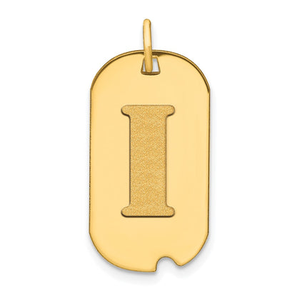 14k Yellow Gold Polished Letter I Initial Dog Tag Pendant