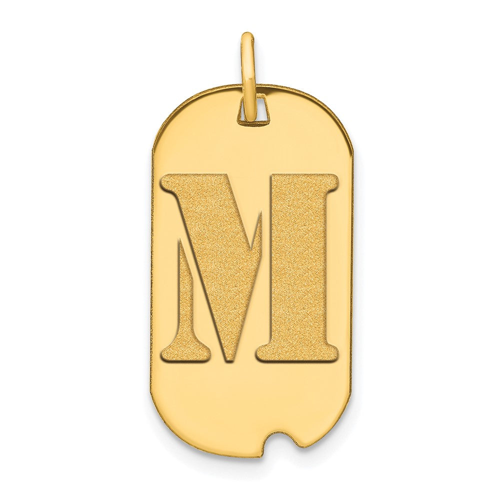 14k Yellow Gold Polished Letter M Initial Dog Tag Pendant