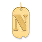 14k Yellow Gold Polished Letter N Initial Dog Tag Pendant