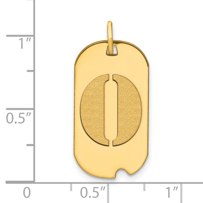 14k Yellow Gold Polished Letter O Initial Dog Tag Pendant