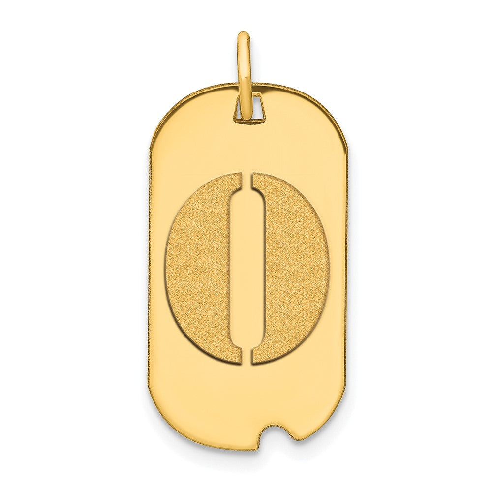 14k Yellow Gold Polished Letter O Initial Dog Tag Pendant