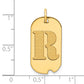 14k Yellow Gold Polished Letter R Initial Dog Tag Pendant