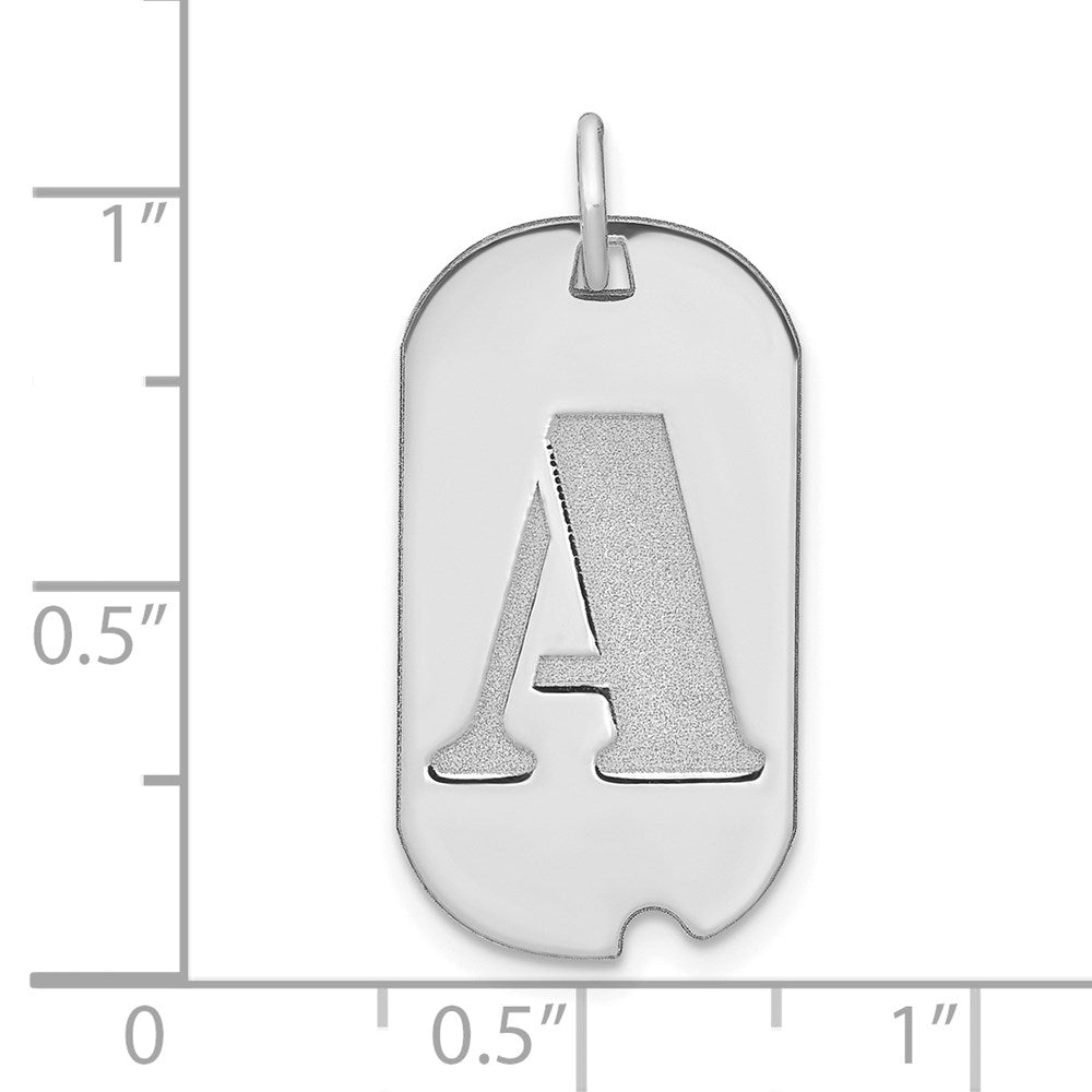 14k White Goldw Polished Letter A Initial Dog Tag Pendant