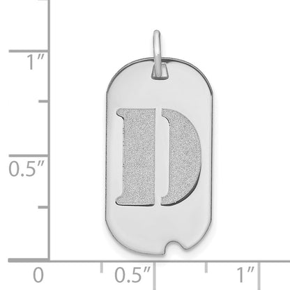 14k White Goldw Polished Letter D Initial Dog Tag Pendant