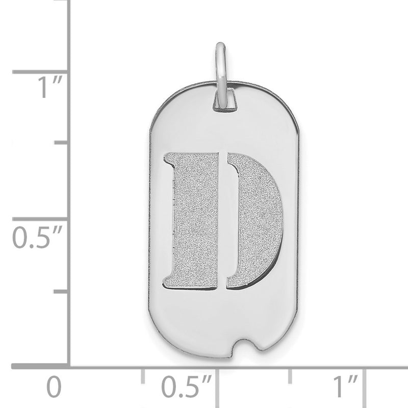 14k White Goldw Polished Letter D Initial Dog Tag Pendant