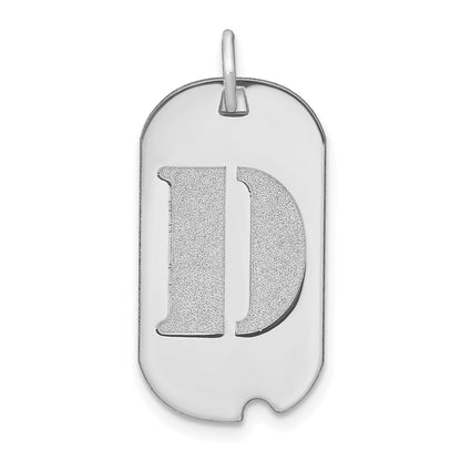 14k White Goldw Polished Letter D Initial Dog Tag Pendant
