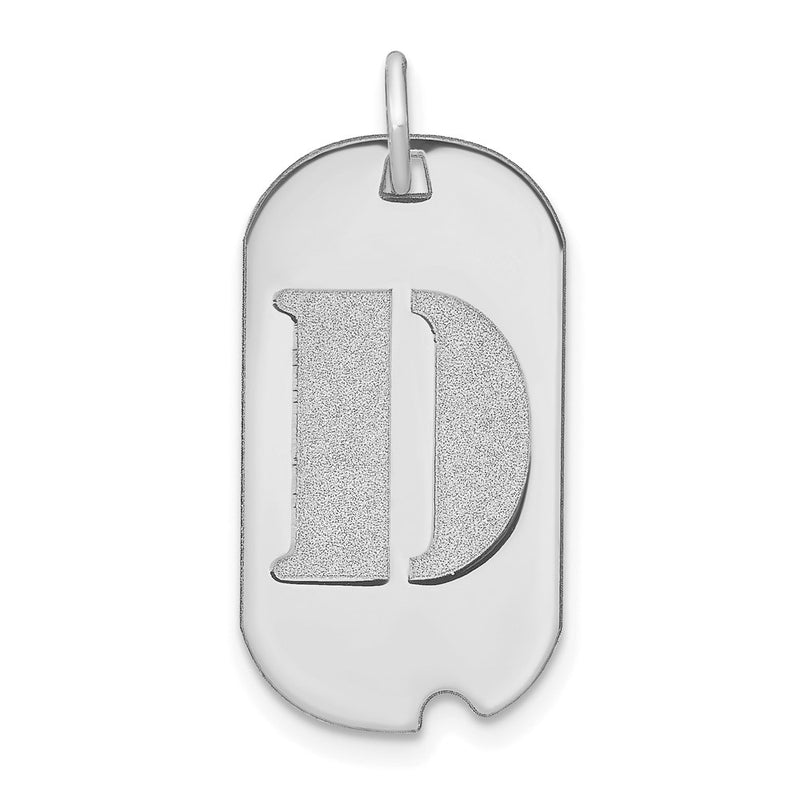 14k White Goldw Polished Letter D Initial Dog Tag Pendant