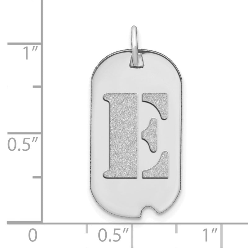 14k White Goldw Polished Letter E Initial Dog Tag Pendant
