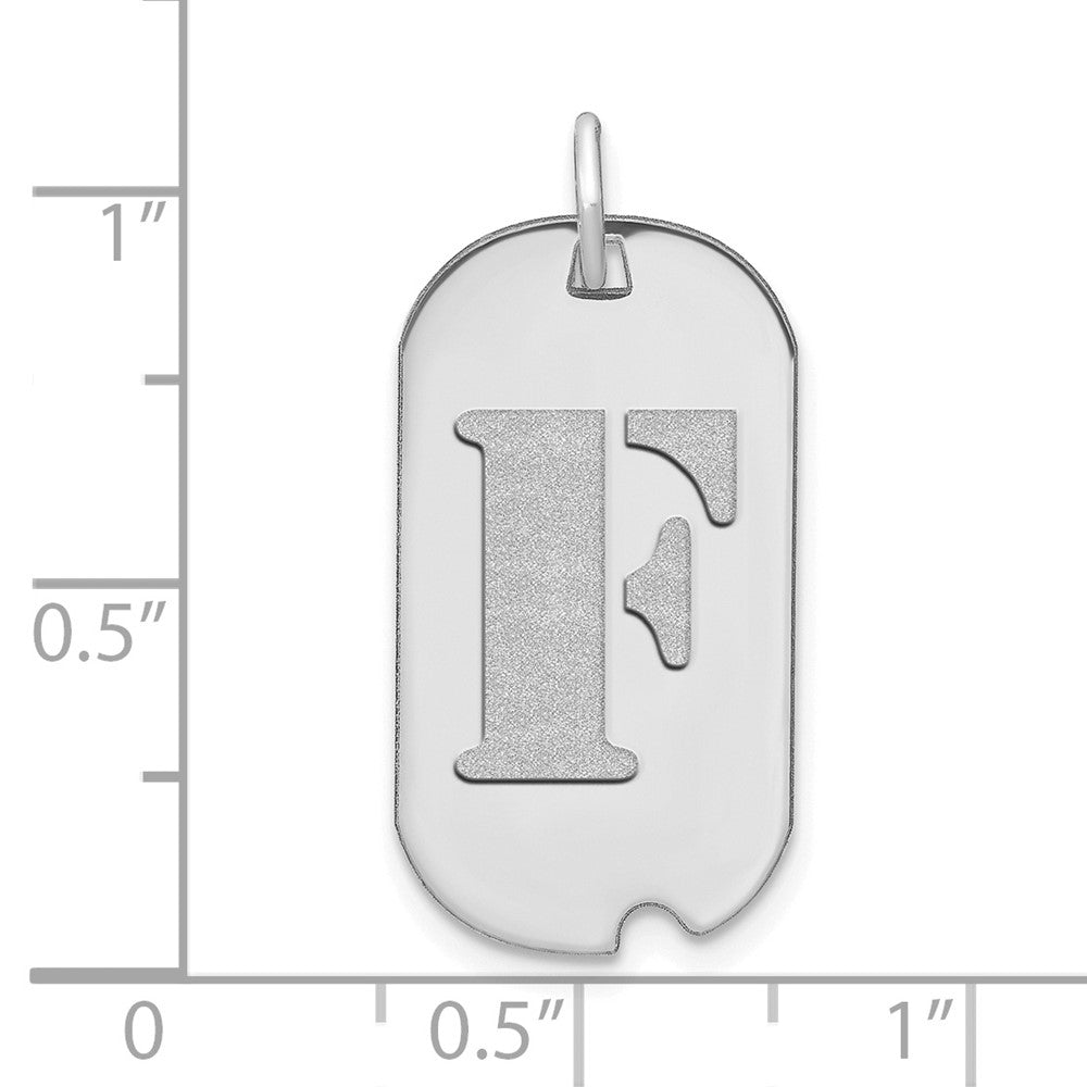 14k White Goldw Polished Letter F Initial Dog Tag Pendant