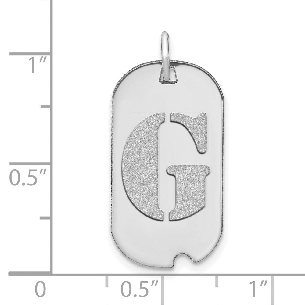 14k White Goldw Polished Letter G Initial Dog Tag Pendant