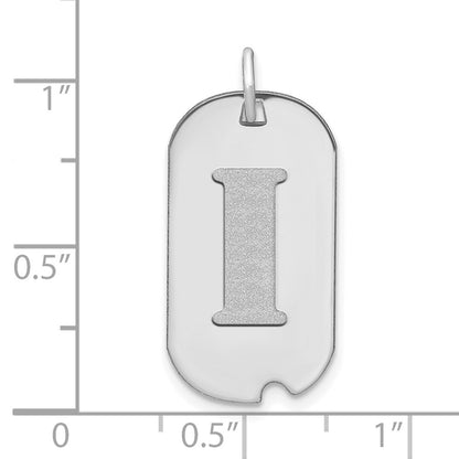 14k White Goldw Polished Letter I Initial Dog Tag Pendant