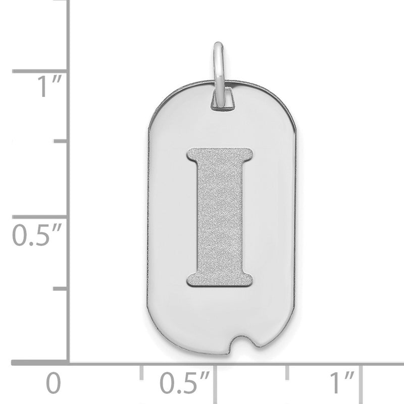 14k White Goldw Polished Letter I Initial Dog Tag Pendant