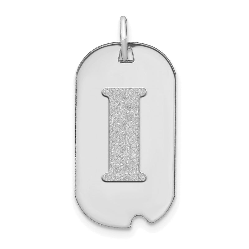 14k White Goldw Polished Letter I Initial Dog Tag Pendant