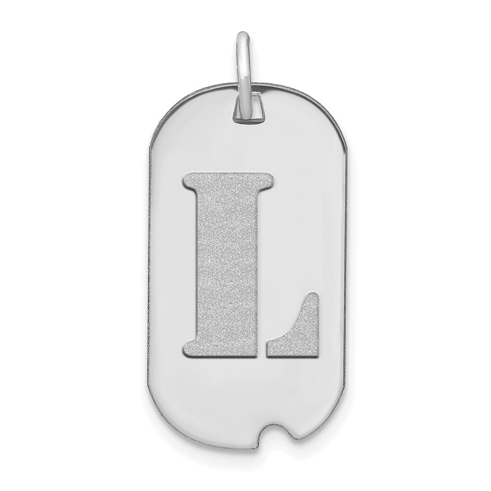 14k White Goldw Polished Letter L Initial Dog Tag Pendant