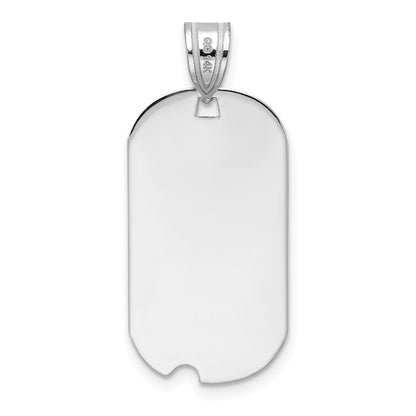 14k White Goldw Polished Letter O Initial Dog Tag Pendant