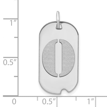 14k White Goldw Polished Letter O Initial Dog Tag Pendant