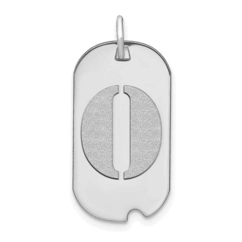 14k White Goldw Polished Letter O Initial Dog Tag Pendant