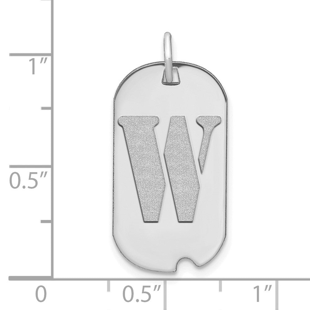 14k White Goldw Polished Letter W Initial Dog Tag Pendant