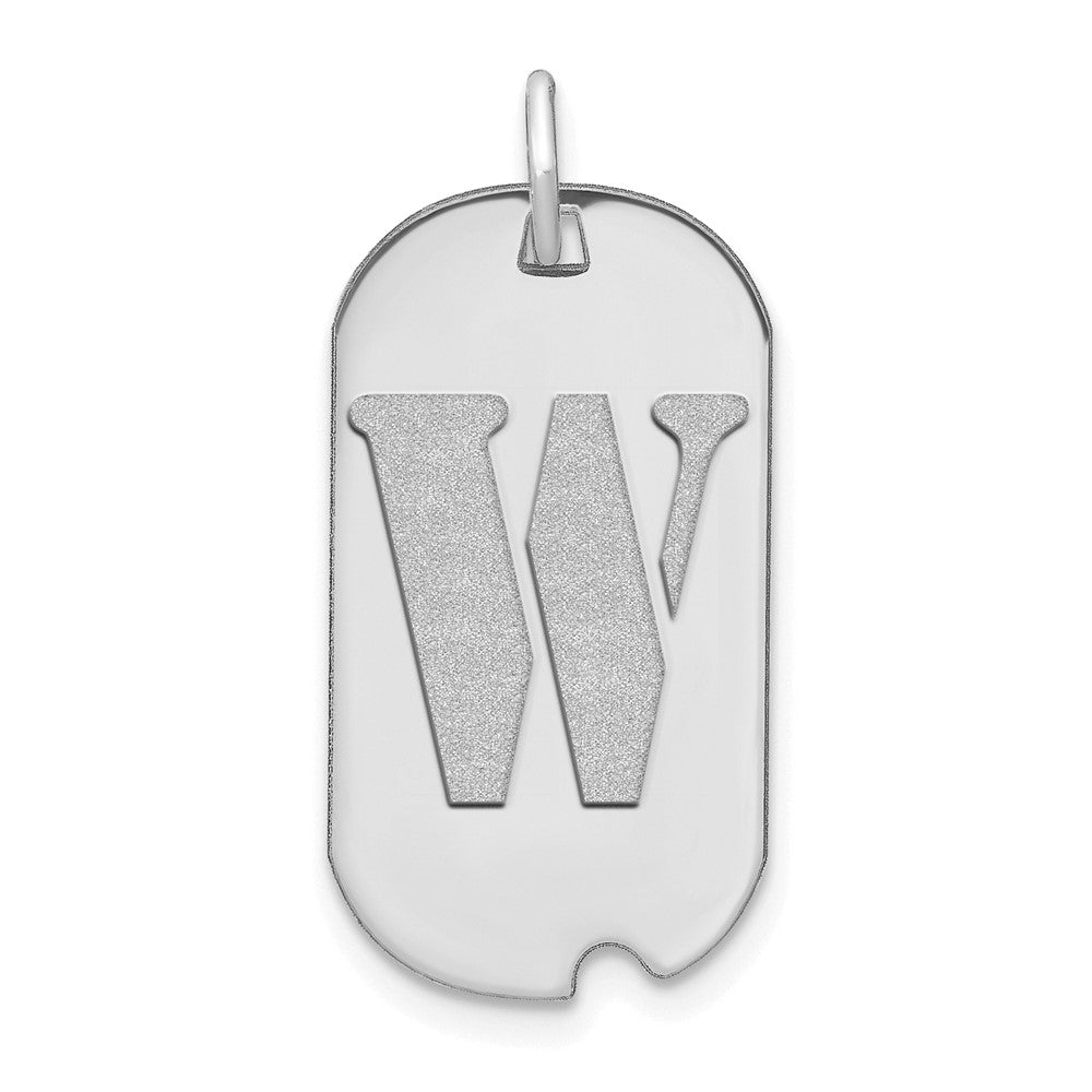 14k White Goldw Polished Letter W Initial Dog Tag Pendant