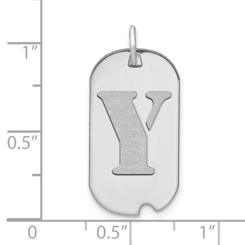 14k White Goldw Polished Letter Y Initial Dog Tag Pendant