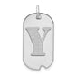 14k White Goldw Polished Letter Y Initial Dog Tag Pendant