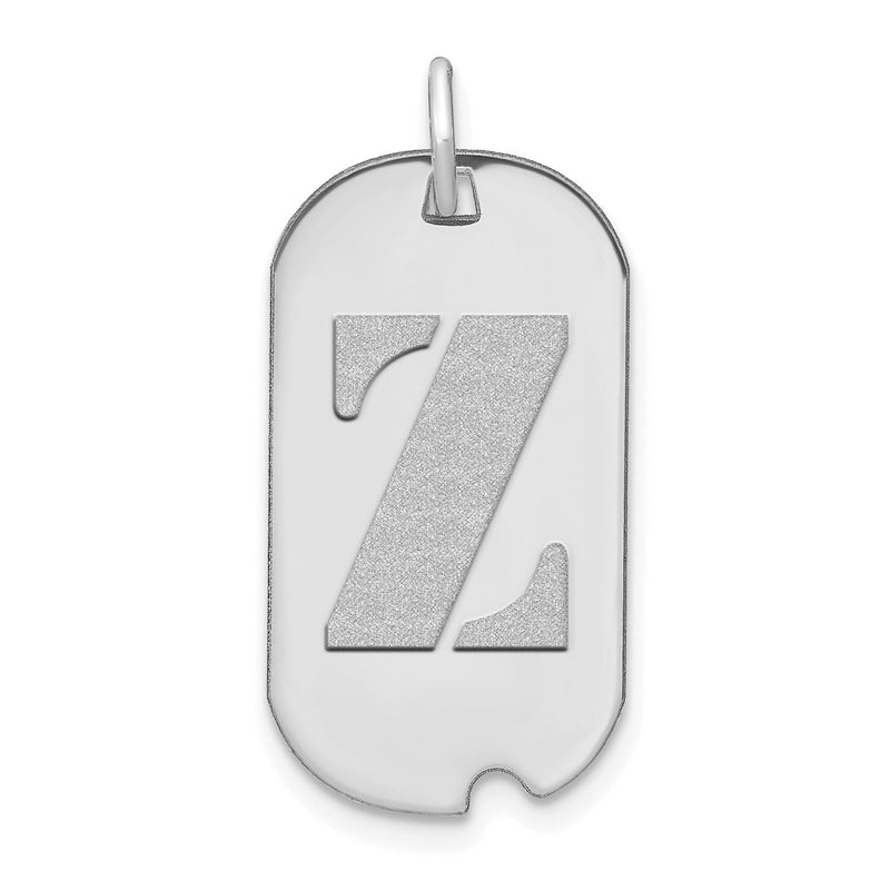 14k White Goldw Polished Letter Z Initial Dog Tag Pendant