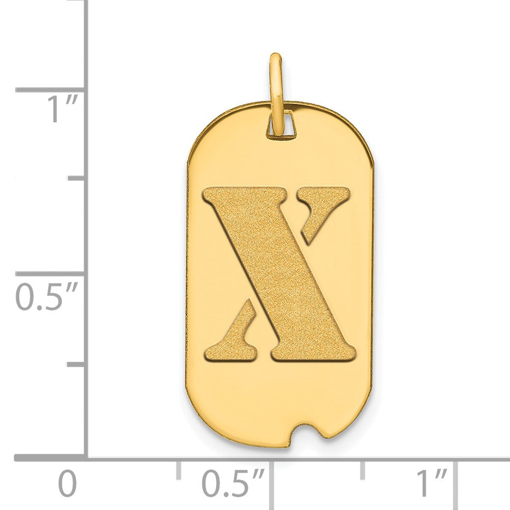 14k Yellow Gold Polished Letter X Initial Dog Tag Pendant