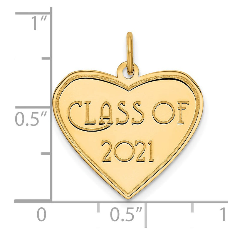 14k Yellow Gold Class of 2021 Heart Charm